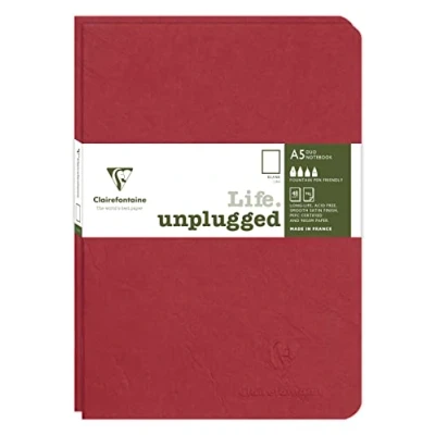 Image of Clairefontaine 733182C Age Bag DUO set of 2 stitched notebooks 14.8x21cm 96p plain red