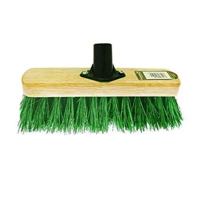 Image of Heavy Duty Green PVC Bristle Brush Head Outdoor Sweeping Scrub Stiff Broom 12&quot;