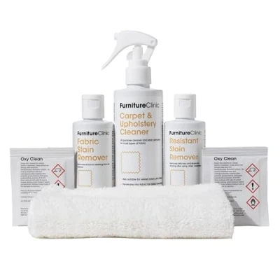 Image of Furniture Clinic Carpet &amp; Upholstery Stain Removal Kit Complete to Remove All Types of Stubborn Staining from Any Fabric Removes Fresh and Dried In Stains