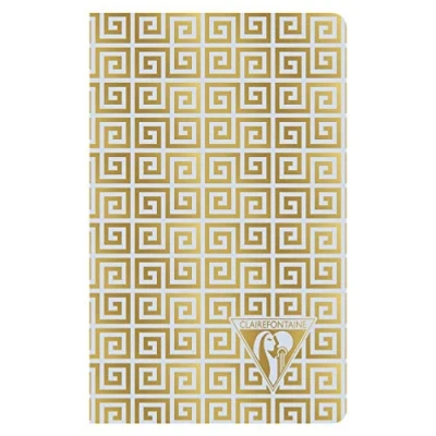 Image of Clairefontaine 193086C A Neo Deco stitched thread notebook 48 ivory pages 7.5x12 cm 90g lined, laminated card cover, random &quot;Spring Summer Collection&quot; motif