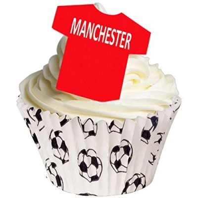 Image of Pack of 24 Manchester Edible Wafer T Shirt Cake Decorations United Fans eat and Show Your Support for 201 256
