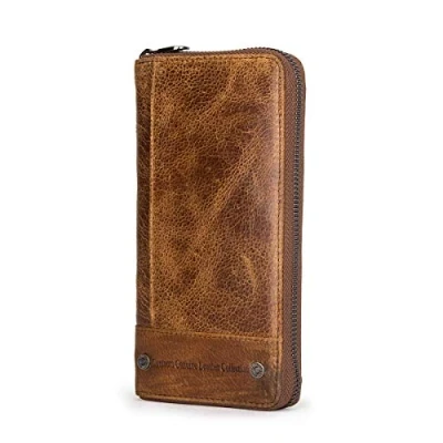 Image of Contacts RFID Blocking Genuine Leather Wallet Mens Zipper Around Purse Multifunction Card Phone Holder Coin Clutch Organizer Travel Vintage (Brown)