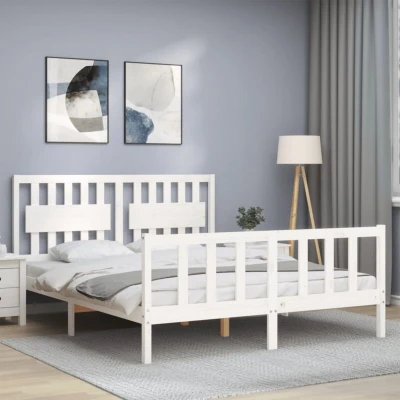 Image of vidaXL Bed Frame without Mattress White 160x200 cm Solid Wood