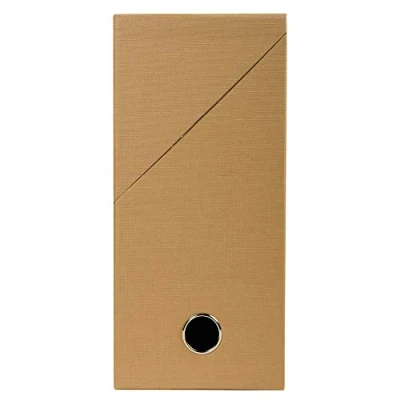 Image of Exacompta Ref 89428E Canvas Transfer Box 250 x 330mm in Size, Suitable for Storing A4 Documents, 120mm Spine, Metal Finger Hole, Spine Label Tobacco