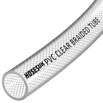 Image of 16mm (5/8&quot;) ID PVC Clear Reinforced Braided Air, Water, Oil, Gas, Food Flexible Plastic Hose Tube 1 Metre