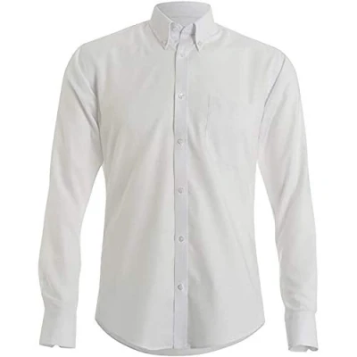 Image of Kustom Kit Mens Stretch Oxford Shirt, White, 17. KK182