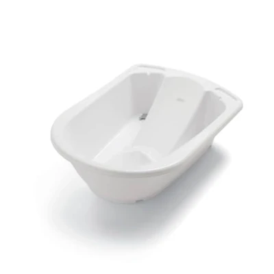 Image of Mamas &amp; Papas 2 Stage Baby Bath, Suitable from Birth, Anti Slip, Light and Compact White/Pebble Grey