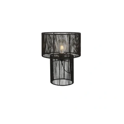 Image of Markslöjd Soga table lamp, black, jute, height 40 cm