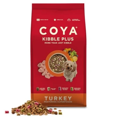 Image of COYA Kibble Plus Turkey (1.5kg) Complete Dry Dog Food with a Unique Blend of Freeze Dried Raw &amp; Food, Hypoallergenic Grain Free, High in Protein Fibre