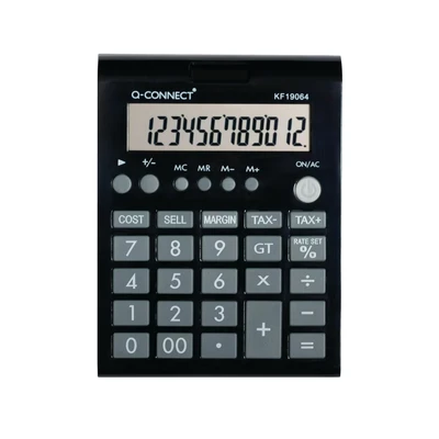 Image of Q Connect 12 Digit Business Table Top Calculator Medium Black KF19064