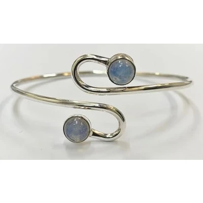 Image of Silver Plated Adjustable Serpentine Cuff Bangle (Opalite)