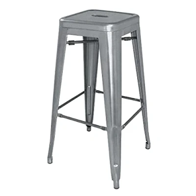 Image of Bolero Steel Bistro High Stools Gun Metal Grey Pack of 4