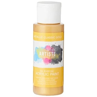 Image of Artiste Acrylic Paint 59ml 2Oz Metallic Classic Gold, Quick Drying Professional Art, Craft And Hobby Artists Paint, Vibrant Colour, Water Based Paints Cover All Surfaces With Ease, Ideal For Travel