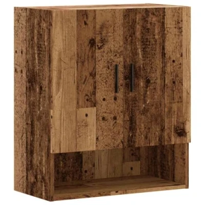 Image of vidaXL wall cabinet/old wood floating storage 60x31x70 cm engineered modern rustic design ideal for living room/kitchen/bathroom use