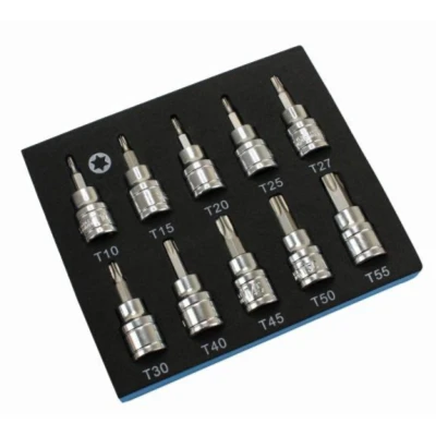 Image of US PRO 10pc 3/8dr TorxStar Bit Socket Set 48mm (L) T10 to T55 2066