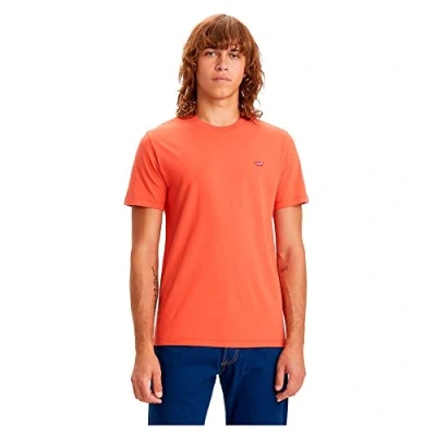 Image of Levi&#039;s Mens Levis Original Housemark T Shirt in Red Cotton Size Small
