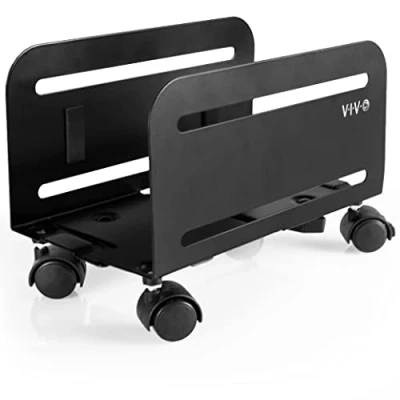 Image of VIVO Computer Tower Desktop ATX Case, CPU Steel Rolling Stand, 4.7 to 8.2 inch Wide Adjustable Mobile CART Holder with Locking Caster Wheels, Gaming PC Holder, Black, PC01…