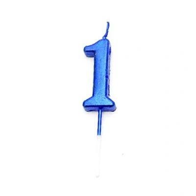 Image of SHATCHI Blue 1 Number Candle Boys Birthday Wedding Anniversary New Year Party Cake Decorations Topper,4.5 cm