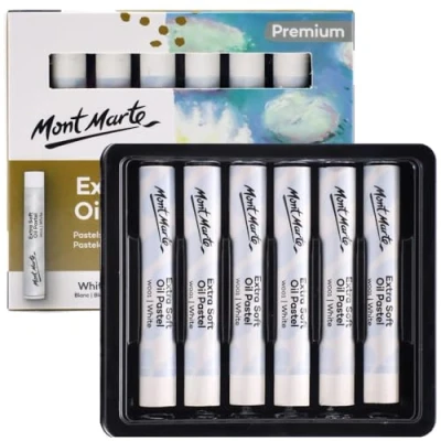 Image of MONT MARTE Extra Soft Oil Pastels White Premium 6pc, Assorted Natural Pastel Colors, Vibrant, Buttery, Versatile Art for Blending, layering &amp; Shading, Coloring and Sketching