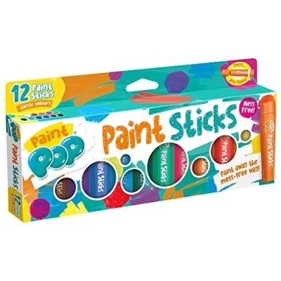 Image of Paint Pop Sticks For Kids 12 Pack Assorted Colours Twist &amp; Paint, Mess Free, Fast Drying Action, Easy Clean Up, Vibrant Colours, Multi Surface