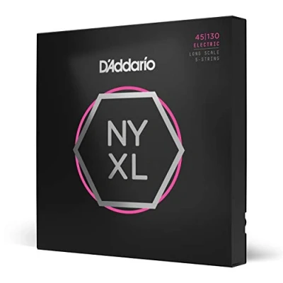 Image of D&#039;Addario NYXL45130 Nickel Wound Bass Guitar Strings, Grey, 5 string Regular Light, 45 130, Long Scale