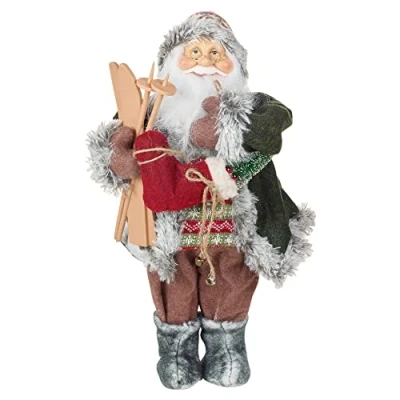 Image of Christmas Santa Standing Xmas Tree Decoration Festive Decor Figurine Ornament (Green, Large)