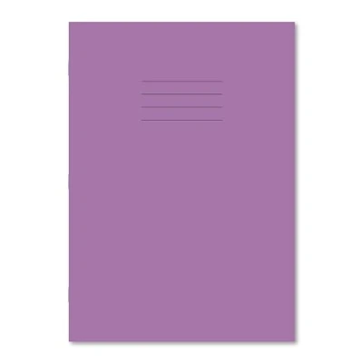 Image of Hamelin A4 Exercise Book Stapled, Ruled with Margin, Header &amp; Footer, 64 Page, Purple, 50 Pack