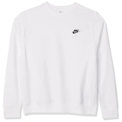 Image of NIKE BV2666 100 M NSW CLUB CRW FT Sweatshirt Men&#039;s WHITE/BLACK Size L