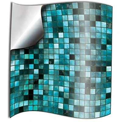 Image of 48 Turquoise Kitchen Bathroom Tile Stickers Transfers Printed Covers for 6 x inch 15 15cm Tiles Stick On Wall Peel N Style Decals by (6x6 Stickers, Turquoise)