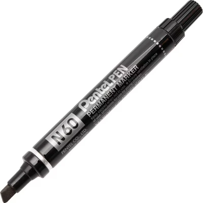 Image of Pentel N60 Permanent Marker Chisel Tip Black (Pack of 12) A