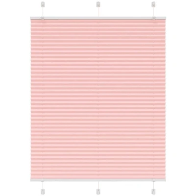 Image of vidaXL Pleated Blind Pink 110x100 cm Fabric Width 109.4 Polyester