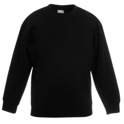 Image of Fruit Of The Loom Boys Set in Sleeve Sweatshirt Black 3 4 Years