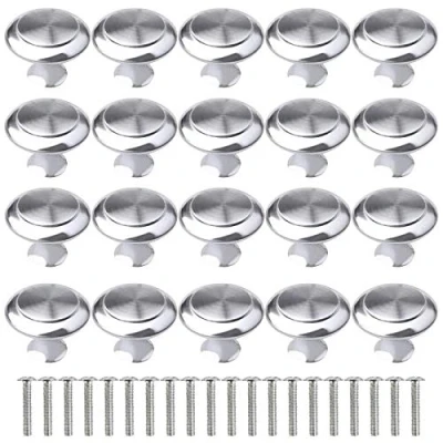 Image of 20Pcs Kitchen Door Knobs Cupboard Silver Handles Chrome Cabinet Mushroom Drawer Round Pull Handle for Furniture Wardrobes Bathroom