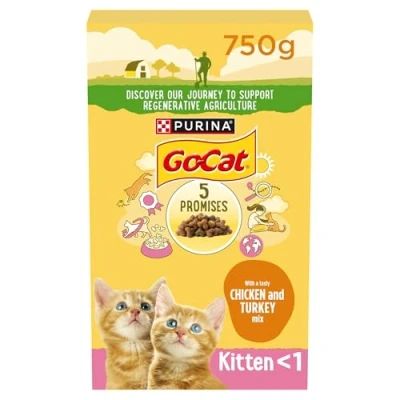 Image of Go Cat Junior Chicken, Milk &amp; Veg Dry Food 750g, Pack of 5