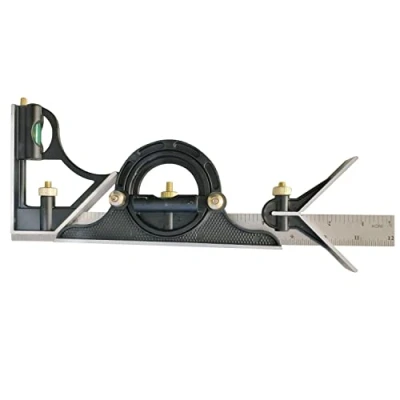 Image of KATSU Combination Square Set 12 Inch 300mm Right Angle Multi Purpose Aluminum Alloy Adjustable Protractor Ruler Spirit Level Finder Measuring Tool, Inch/Metric 311590