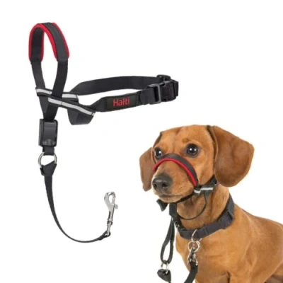 Image of HALTI Optifit Headcollar Size Small, Dog Head Harness to Stop Pulling on the Lead, Easy Use, Adjustable &amp; Reflective Collar for Dogs, Professional Anti Pull Training Aid, Black