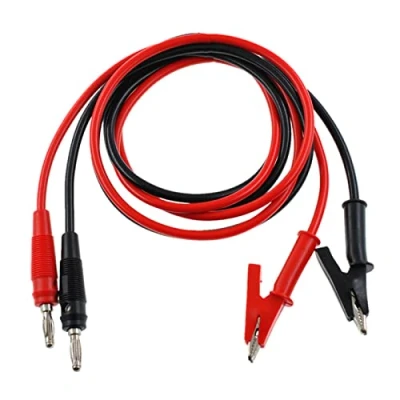 Image of Oiyagai 2pcs Banana Plug and Alligator Clip Test Leads Use for Multimeter or Laboratory Electric Testing Work 1.5M (Red + Black)