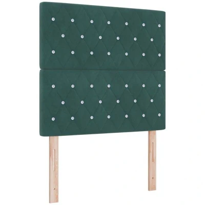 Image of Box Spring Bed with Mattress &amp; led Dark Green 90x200 cm Velvet Vidaxl