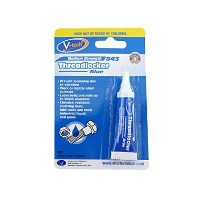 Image of V Tech Anaerobic Thread Lock Blue Medium Strength 6ml Locks Nuts &amp; Bolts