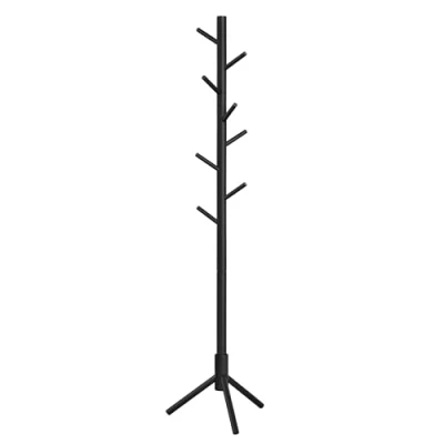 Image of VASAGLE Standing Coat Rack, Solid Wood Tree Shaped Rack with 8 Hooks, 3 Height Options, for Clothes, Hats, Bags, Living Room, Bedroom, Home Office, Black RCR004B01