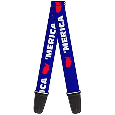 Image of Buckle Down GS W30029 &quot;MERICA/USA Silhouette Blue/White/Red&quot; Guitar Strap
