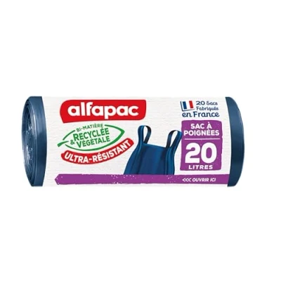 Image of ALFAPAC 3232767410205 20 20L Heavy Duty Vegetable Origin Bin with Handles, Pack of 2, Navy/Black Bags, 45 x 57 cm, 6, 0