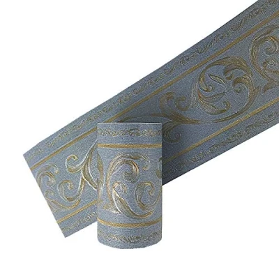 Image of Simplemuji 5 Meters Dark BlueRattan 3D Self Adhesive Peel and Stick Waterproof Wall Border Easy to Apply 10CM by 5M