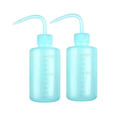 Image of 250ml Plastic Safety Wash Bottle, Blue Lab Squeeze Bottle with Narrow Mouth and Scale Labels, Squirt For Plant Flower Succulent Watering 2 Packs