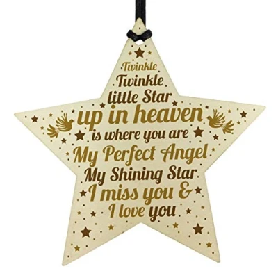 Image of RED OCEAN Mum Dad Nan Grandad Friend MEMORIAL Plaque Wooden Star Remembrance Keepsake