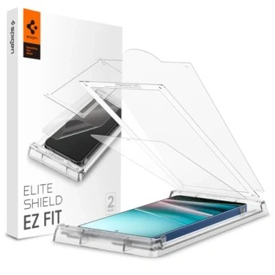 Image of Spigen EliteShield EZ Fit Screen Protector for Samsung Galaxy S25 Ultra, 2 Pack, Installation Kit Included, TPU Film, Scratch Resistant