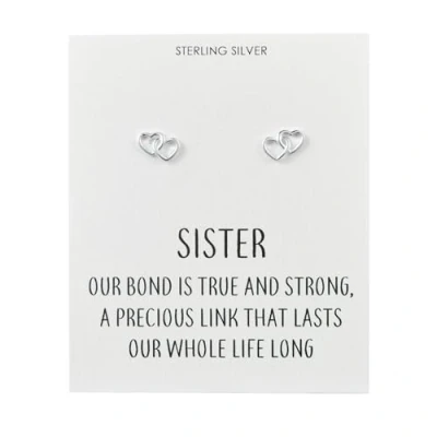 Image of Philip Jones Sterling Silver Sister Quote Heart Link Earrings