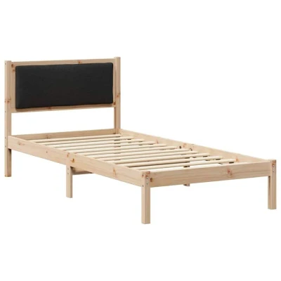 Image of vidaXL Bed Frame with Headboard Black 90 x 200 cm Solid Pine Wood
