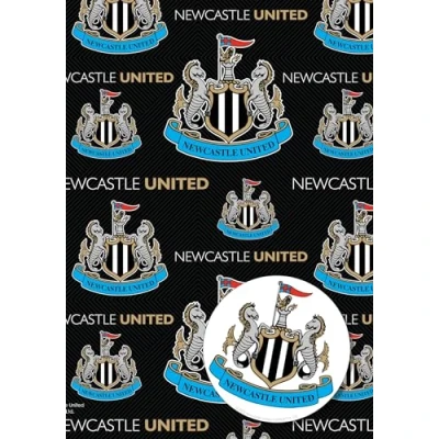 Image of DANILO PROMOTIONS LIMITED Newcastle United FC Wrapping Paper 2 Sheets Tags, Football Gift Wrap