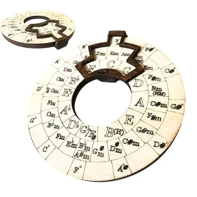 Image of Hailerio Musicians&#039; Theory Wheel, Wooden Melody Tool, Wheel And Musical Educational Chord For Musicians Songwriters Teachers, 12x12cm